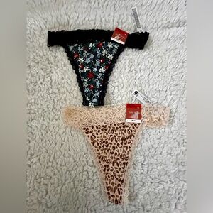 2 State of Day Lace Thong Set - Leopard and Floral